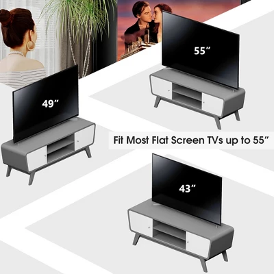 Tangkula Mid Century TV Stand For TVs Up To 55" Media Console Table Sliding Door 8 Tangkula Mid Century TV Stand For TVs Up To 55" Media Console Table Sliding Door - Image 6