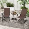 Tangkula Set Of 2 Outdoor Rocking Chair Patio Rocker W/ Breathable Fabric Brown