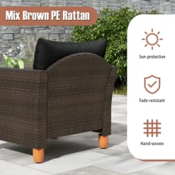 Tangkula 3 PCS Patio PE Wicker Furniture Set Outdoor Conversation Bistro Set W/ Cushions Black -Tangkula GUEST 9083cede 0f44 49d5 a4d6 fa081e6f0e33