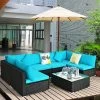 Tangkula 7-Piece Patio PE Rattan Sectional Sofa Furniture Set Wicker Sofa Conversation Set
