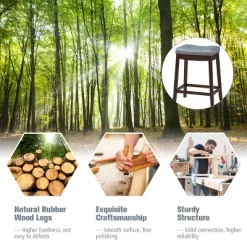 Tangkula 4 PCS Saddle Bar Stools Backless Nailhead Counter Stool With Grey Cushions White/Coffee -Tangkula GUEST 9150a529 ea52 4324 8cb9 c2d107dbedad