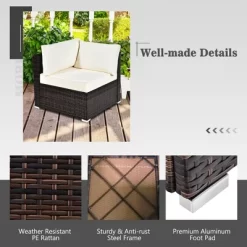 Tangkula 7PCS Patio Rattan Furniture Set 42" Fire Pit Table W/ Cover Cushioned -Tangkula GUEST 91688e7a 50e4 4ef1 8381 a70f0382fa6a