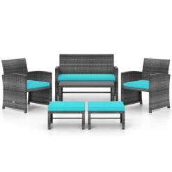 Tangkula Set Of 6 Patio Furniture Outdoor Sectional Conversation PE Rattan Sofa Set -Tangkula GUEST 9199bdf4 2c3c 4662 9252 9d6911f5cf58