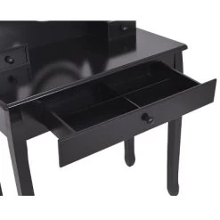 Tangkula Mirrored Dressing Table Wooden Vanity Makeup Unit W/ Cushioned Stool -Tangkula GUEST 91b9a9a7 2859 4019 9fdc 0c492b69ed6a