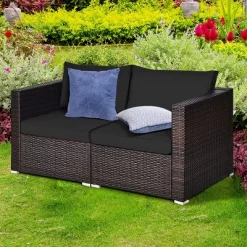 Tangkula 4PCS Rattan Corner Sofa Set Patio Outdoor Furniture Set W/ Black Cushions 12 Tangkula 4PCS Rattan Corner Sofa Set Patio Outdoor Furniture Set W/ Black Cushions -Tangkula GUEST 91da60be dbd9 4d6e 8c94 fdd8ff6f19c6