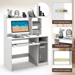 Tangkula Computer Desk W/ Charging Station 43.5” Gaming Table Workstation W/ Keyboard Tray CPU Stand & Storage Shelves White/Black 19 Tangkula Computer Desk W/ Charging Station 43.5” Gaming Table Workstation W/ Keyboard Tray CPU Stand & Storage Shelves White/Black -Tangkula GUEST 92678644 88aa 4fc0 9c70 bf005f6f8b2c