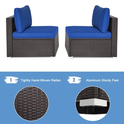 Tangkula 2PCS Patio Sectional Armless Sofas Rattan Furniture Set Outdoor W/ Cushions 9 Tangkula 2PCS Patio Sectional Armless Sofas Rattan Furniture Set Outdoor W/ Cushions - Image 7