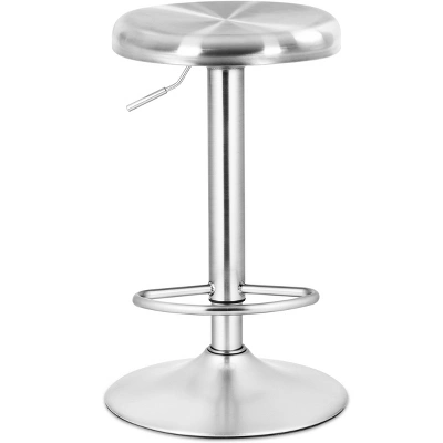 Tangkula Set Of 2 Swivel Bar Stools Adjustable Brushed Stainless Steel 5 Tangkula Set Of 2 Swivel Bar Stools Adjustable Brushed Stainless Steel - Image 4