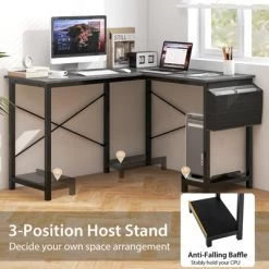 Tangkula L-Shaped Office Desk Modern Reversible Computer Desk With Storage Pocket & CPU Stand Corner Gaming Table With Sturdy Metal Frame -Tangkula GUEST 92f64b53 530b 4881 9ba2 a3a3d6686d48