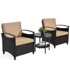 Tangkula 3-Piece Rattan Sofa Chair Patio Conversation Set With Coffee Table & Cushions 12 Tangkula 3-Piece Rattan Sofa Chair Patio Conversation Set With Coffee Table & Cushions -Tangkula GUEST 92fce8e3 03bf 466c 9338 e1f742a06581
