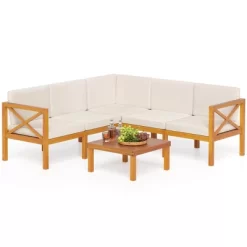 Tangkula Set Of 6 Acacia Wood Patio Furniture Set Outdoor Sectional Conversation Set W/ Cushions & Coffee Table Off White 9 Tangkula Set Of 6 Acacia Wood Patio Furniture Set Outdoor Sectional Conversation Set W/ Cushions & Coffee Table Off White -Tangkula GUEST 9341a01d 7272 4975 aabf d84d80ad0e0f