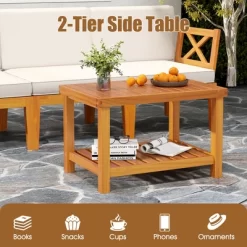 Tangkula 5 Pieces Patio Lounge Chair Set W/Ottomans Acacia Wood Patio Conversation Set W/Cushions Coffee Table Modular Outdoor Lounge Sofa Set -Tangkula GUEST 935ee64f 1453 460d b947 be04214031be