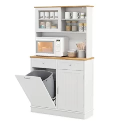 Tangkula Double Tilt Out Trash Cabinet W/ Hutch Kitchen Pantry Storage Cabinet White 21 Tangkula Double Tilt Out Trash Cabinet W/ Hutch Kitchen Pantry Storage Cabinet White -Tangkula GUEST 9371babe fecd 4859 afde 96636fa66530