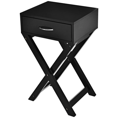 Tangkula Modern Versatile Nightstand X-shape Wooden End Table With Drawer Accent Side Table For Bedroom Black/White 12 Tangkula Modern Versatile Nightstand X-shape Wooden End Table With Drawer Accent Side Table For Bedroom Black/White - Image 10