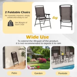 Tangkula 3 Pieces Bistro Set Outdoor Furniture Set W/Tempered Glass Table Umbrella Hole Quick-dry Fabric -Tangkula GUEST 943507fb ab40 4ea4 85db 673d2979dabf