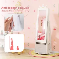 Tangkula Kids Jewelry Cabinet With Full-Length Mirror Drawer 2 Adjustable Tilt Angles -Tangkula GUEST 946d2747 7d1e 4b43 abef 2fd7e79d0b2a