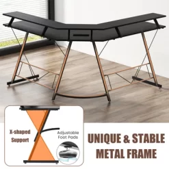 Tangkula L-shaped Computer Corner Desk 51” Reversible Office W/Power Outlet USB Ports Monitor Stand Keyboard Tray Gaming Desk With Hook -Tangkula GUEST 947cd3cc cb0a 4f31 baf3 4c8cf45fd96d