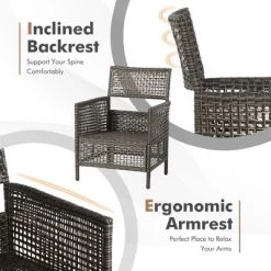 Tangkula 3PCS Patio Wicker Bistro Set Furniture Set PE Rattan Table Set W/ Off White Cushions 14 Tangkula 3PCS Patio Wicker Bistro Set Furniture Set PE Rattan Table Set W/ Off White Cushions -Tangkula GUEST 94997eb7 5f04 429a a507 308d4265c682