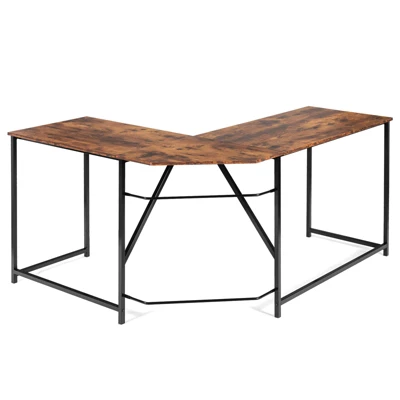 Tangkula L Shaped Gaming Desk Corner Computer Desk Workstation For Home Office Brown/Black 7 Tangkula L Shaped Gaming Desk Corner Computer Desk Workstation For Home Office Brown/Black - Image 5