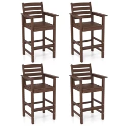 Tangkula Patio Bar Stools Set Of 4 Tall Adirondack Chair W/ Backrest Armrests & Footrests -Tangkula GUEST 951604bf 811d 4be6 9a21 64b22bdad13e