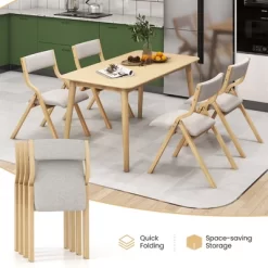 Tangkula Folding Dining Chairs Set Of 4 Wooden Table Chairs W/ Padded Seat Modern Grey & Natural 13 Tangkula Folding Dining Chairs Set Of 4 Wooden Table Chairs W/ Padded Seat Modern Grey & Natural -Tangkula GUEST 96241616 79ce 4388 b53e 96c3907c7f12