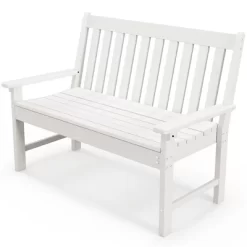 Tangkula 2-Person Outdoor Garden Park Bench All-Weather HDPE Patio Loveseat Chair With Cozy Backrest Ergonomic Loveseat Bench White -Tangkula GUEST 9665b945 2730 4226 81ad 5461be1ca856