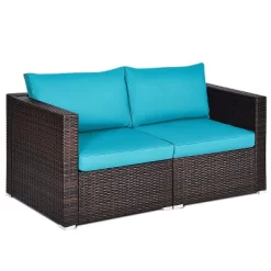 Tangkula 2-Piece Patio Wicker Corner Sofa Set Rattan Loveseat With Removable Cushions -Tangkula GUEST 967c813e fd8d 4701 b2bb 75ad799c252e