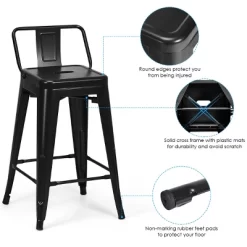 Tangkula Set Of 4 Metal Bar Stools 24" Industrial Chair Low Back Black 15 Tangkula Set Of 4 Metal Bar Stools 24" Industrial Chair Low Back Black -Tangkula GUEST 96846151 5804 46f8 b715 a94e2f75dbc4