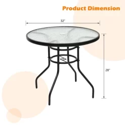 Tangkula Patio Round Table Patio Furniture Steel Frame Dining Table W/ Glass Top 14 Tangkula Patio Round Table Patio Furniture Steel Frame Dining Table W/ Glass Top -Tangkula GUEST 96a5da49 542f 4765 b8b3 46d81c811404