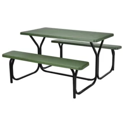 Tangkula Outdoor Picnic Table Bench Set Patio Camping Table W/Steel Frame & Wood Texture Tabletop For Garden -Tangkula GUEST 96b05fb6 5de7 4380 8da3 f83fe465c0ca