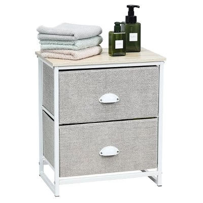 Tangkula 2-Drawer Nightstands Organizer End Table Storage Unit Bedroom White/Black 5 Tangkula 2-Drawer Nightstands Organizer End Table Storage Unit Bedroom White/Black - Image 3
