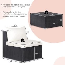 Tangkula 5PCS Patio Outdoor Rattan Sofa Conversation Set W/ Seat & Back Cushions Off White -Tangkula GUEST 972ee757 f2ae 41fe a6ef 1bee6c024545