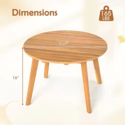 Tangkula Outdoor Acacia Wood Side Table Patio 24.5" Round End Table W/ Slatted Tabletop -Tangkula GUEST 9740c764 acfc 43fd 994e 9d158276230e 1