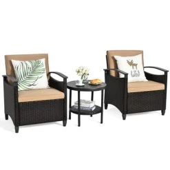 Tangkula 3-Piece Rattan Sofa Chair Patio Conversation Set With Coffee Table & Cushions 13 Tangkula 3-Piece Rattan Sofa Chair Patio Conversation Set With Coffee Table & Cushions -Tangkula GUEST 9749db2a 4c71 4e0b aa62 58a57a8410cb