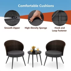 Tangkula 3PCS Rattan Patio Furniture Set Outdoor Conversation Furniture Set W/ Seat Cushions -Tangkula GUEST 9763f91c 8dcc 47bf bde9 08c32377dc67