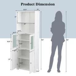 Tangkula Bathroom Tall Storage Cabinet Linen Tower W/ Glass Door & Adjustable Shelf White 14 Tangkula Bathroom Tall Storage Cabinet Linen Tower W/ Glass Door & Adjustable Shelf White -Tangkula GUEST 97852a9e d76f 4fc8 af71 3a6f9e1b5007