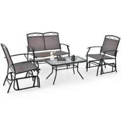 Tangkula 4PCS Outdoor Glider Chair & Table Set Patio Conversation Furniture Set -Tangkula GUEST 978dc4b3 8098 414a bbe5 19272111928e