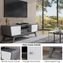 Tangkula Mid Century TV Stand For TVs Up To 55" Media Console Table Sliding Door 17 Tangkula Mid Century TV Stand For TVs Up To 55" Media Console Table Sliding Door -Tangkula GUEST 9799c61a 46e4 4c40 9454 cbb47b905adf