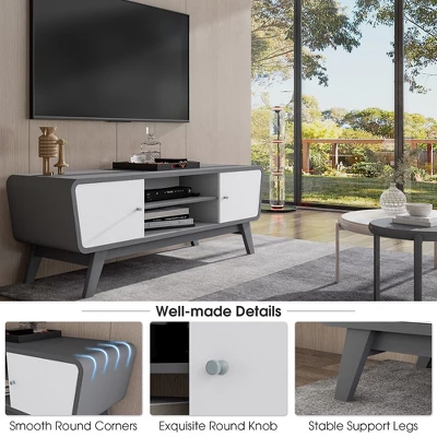 Tangkula Mid Century TV Stand For TVs Up To 55" Media Console Table Sliding Door 9 Tangkula Mid Century TV Stand For TVs Up To 55" Media Console Table Sliding Door - Image 7