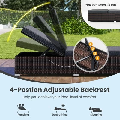 Tangkula Outdoor Chaise Lounge W/ Long Seat Cushion Heavy-Duty Metal Frame 6 Tangkula Outdoor Chaise Lounge W/ Long Seat Cushion Heavy-Duty Metal Frame - Image 4