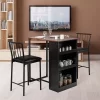 Tangkula 3-Piece Counter Table Set Bar Pub Dining Table Set With 3 Side Storage Brown -Tangkula GUEST 97c829be 8b03 4d59 b148 9e1118dced0c