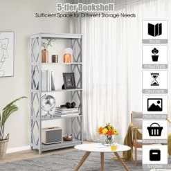 Tangkula 5-Tier Open Bookshelf Bookcase Standing Casual Home Storage Display Rack -Tangkula GUEST 97e718e7 5b64 49cd 9c83 007f95c5cf8c