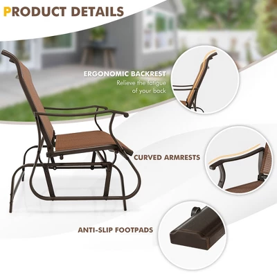 Tangkula 2-Person Outdoor Glider Chair Patio Rocking Lounge Chair W/ Breathable Fabric 8 Tangkula 2-Person Outdoor Glider Chair Patio Rocking Lounge Chair W/ Breathable Fabric - Image 6