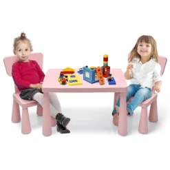 Tangkula Kids Table And 2 Chairs Set Children Play Activity Table Furniture Set Blue/Pink/White/Green -Tangkula GUEST 980fbd45 f7f2 4c5a 9a25 3a5c0800e0af
