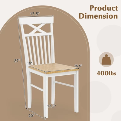 Tangkula Farmhouse Dining Chair Set Of 4 Wooden Kitchen Chair W/ Rubber Wood Frame 10 Tangkula Farmhouse Dining Chair Set Of 4 Wooden Kitchen Chair W/ Rubber Wood Frame - Image 8