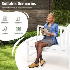 Tangkula 2-Person Outdoor Garden Park Bench All-Weather HDPE Patio Loveseat Chair With Cozy Backrest Ergonomic Loveseat Bench White -Tangkula GUEST 98b1c8bb 91ff 4c3d 9c90 60534abdc40d