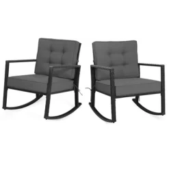 Tangkula 2PCS Outdoor Wicker Rocking Chairs Glider Rattan Rocker Recliner With Cushion -Tangkula GUEST 98ec9d48 0c4d 454a b078 47087b3bb2a3
