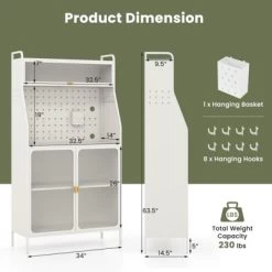 Tangkula 5-Tier Metal Baker's Rack Kitchen Pantry Cabinet W/ See-through Flip-up Door Pegboard Adjustable Shelf White -Tangkula GUEST 998db53a b541 459a b958 558aa66ae76c