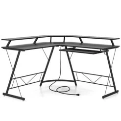 Tangkula L-shaped Computer Corner Desk 51” Reversible Office W/Power Outlet USB Ports Monitor Stand Keyboard Tray Gaming Desk With Hook -Tangkula GUEST 998e7fe3 90b4 4616 8bbd db6be122cea4