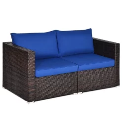 Tangkula 2-Piece Patio Wicker Corner Sofa Set Rattan Loveseat With Removable Cushions -Tangkula GUEST 99b19dcb d03f 46c8 9e05 8255f7f4ec91